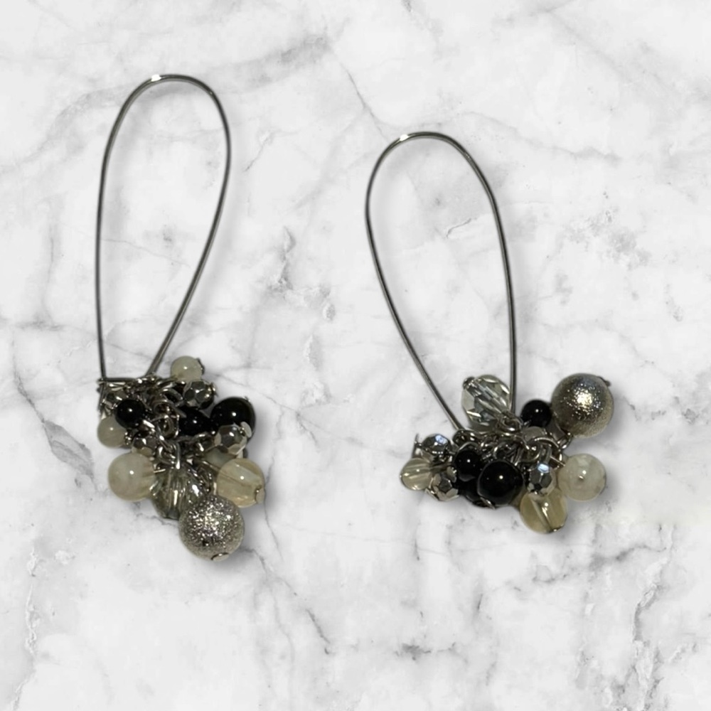 2 for $30 💟💎Vintage Elegant Black Beaded Earrings - Picture 1 of 12